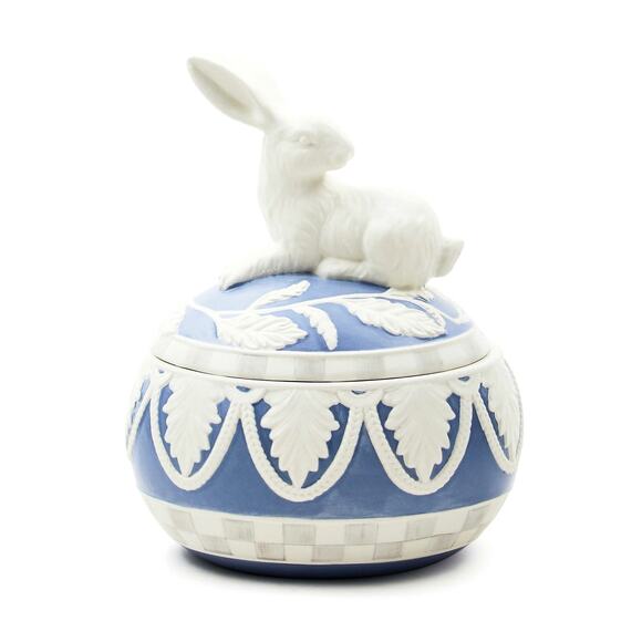 MACKENZIE-CHILDS Cameo Bunny Lidded Box NEW - Picture 1 of 2